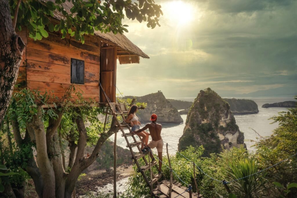 Tourists capturing photos at Tree House in Nusa Penida