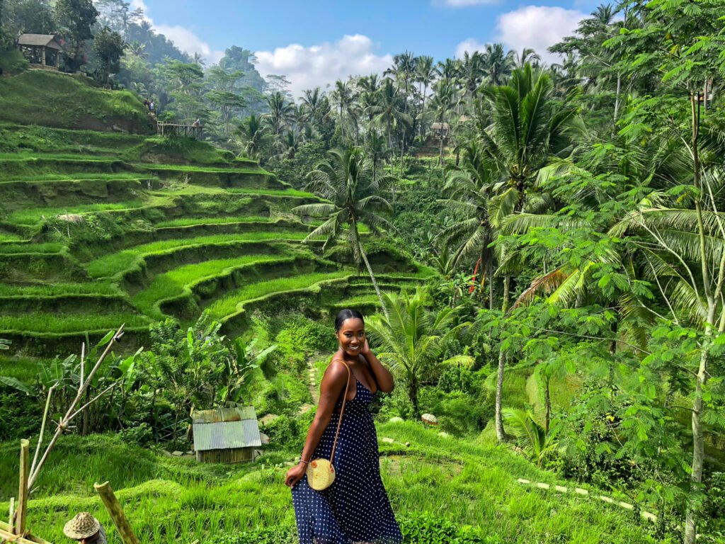 Visitors exploring Tegalalang Rice Terraces in Ubud